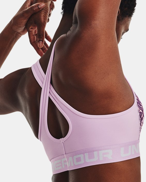 Bra deportivo Armour® Mid Crossback Printed para mujer, Purple, pdpMainDesktop image number 8